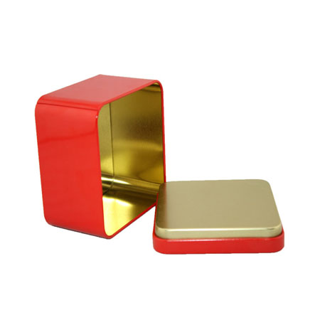 red color square tin boxes