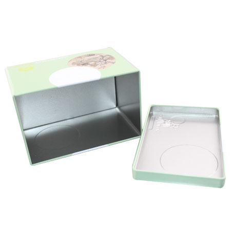 rectangle green tea tin can
