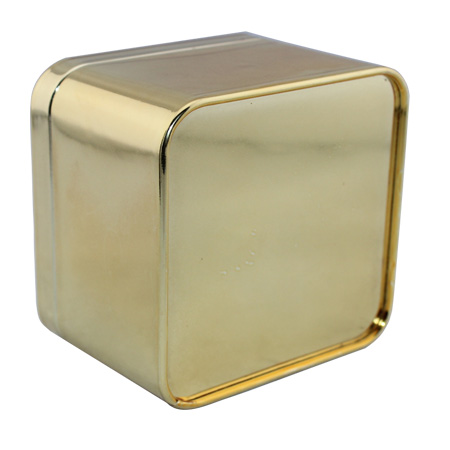 square golden gift tin