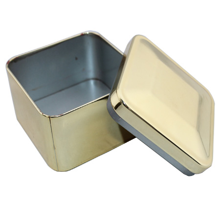 square golden gift tin