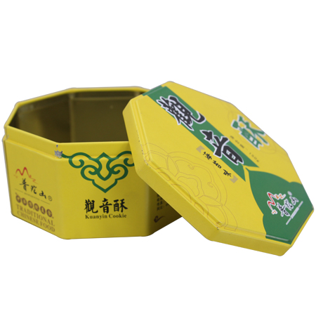 caja de lata de té octangon