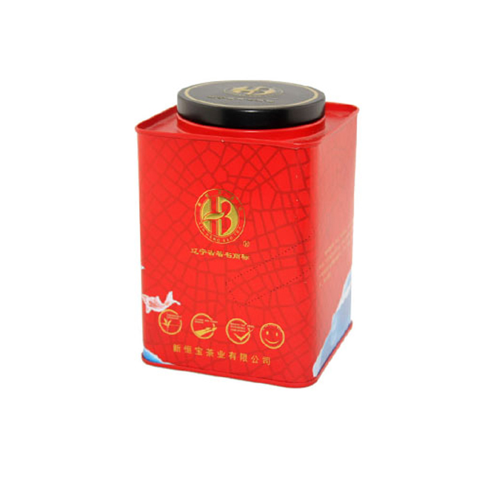 square tea tinplate can