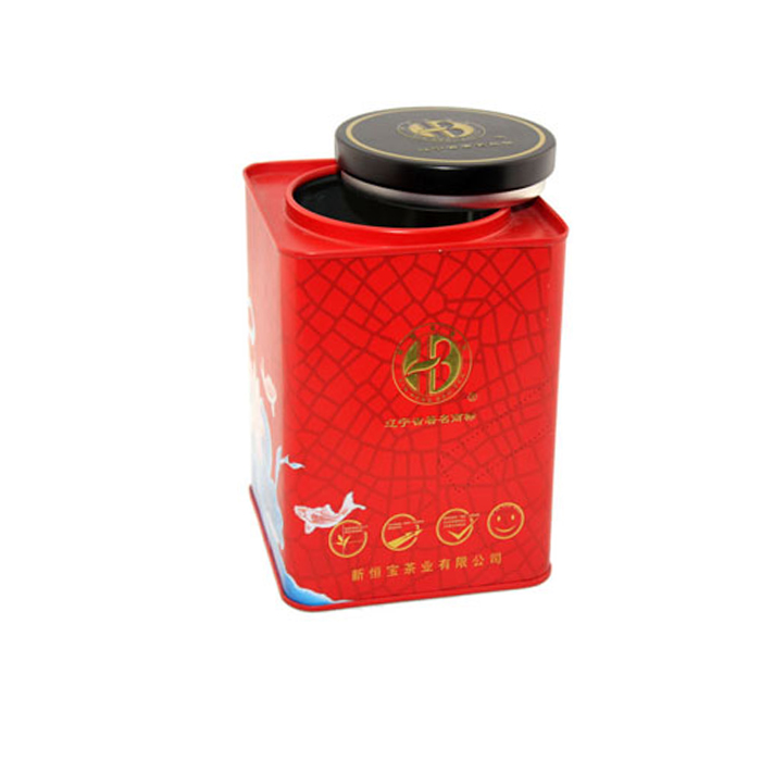 square tea tinplate can