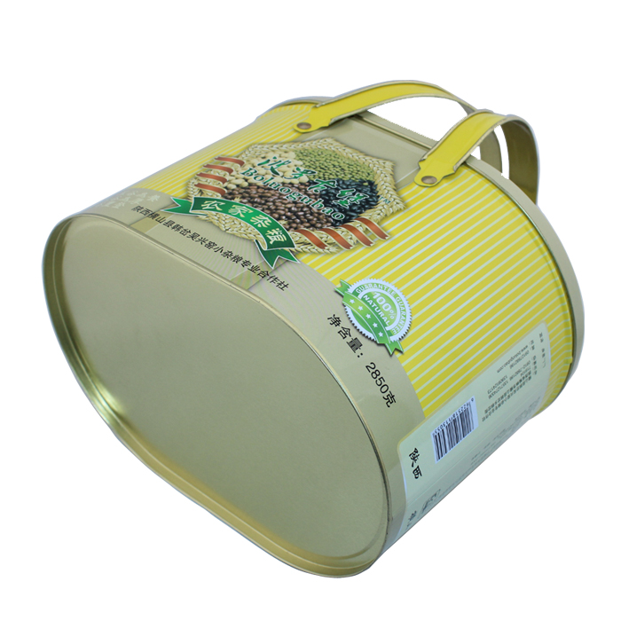 oval shape tin cans with handle