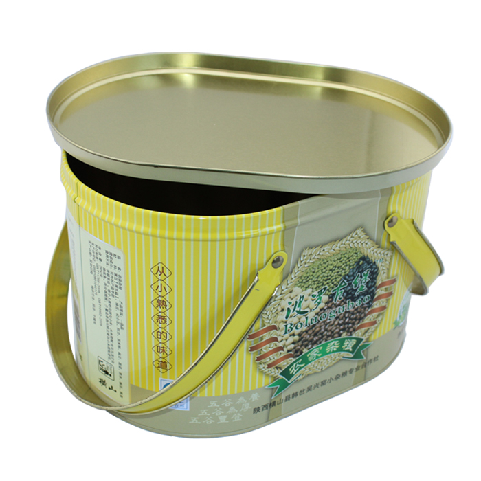 oval shape tin cans with handle