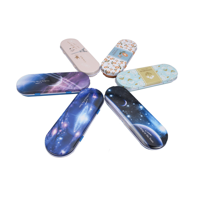 hinged pencil tin box