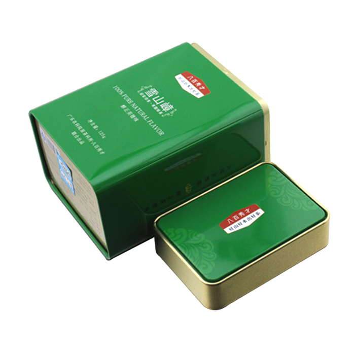 rectangular tea tin box