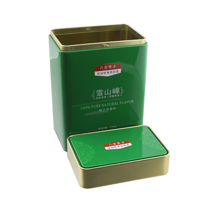 rectangular tea tin box