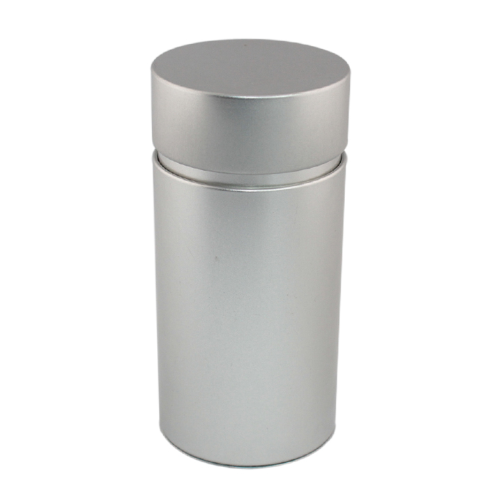 round tea silver canister