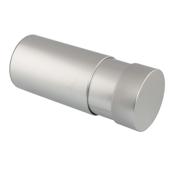 round tea silver canister