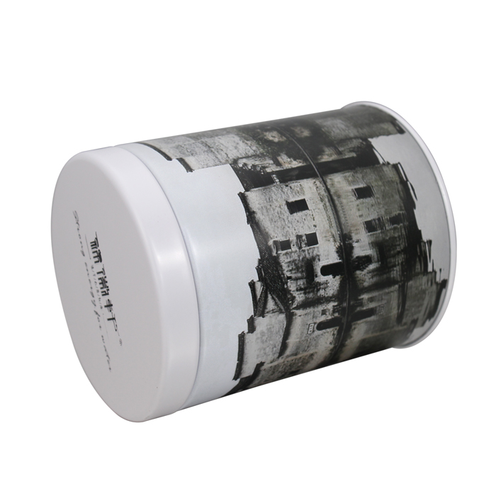 round black tea tin box