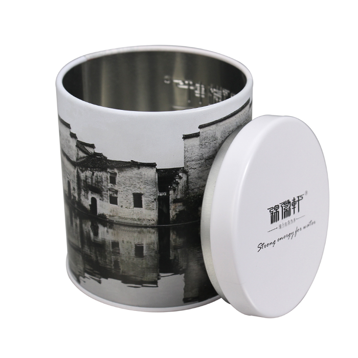 round black tea tin box