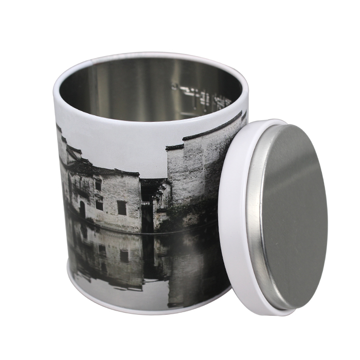 round black tea tin box
