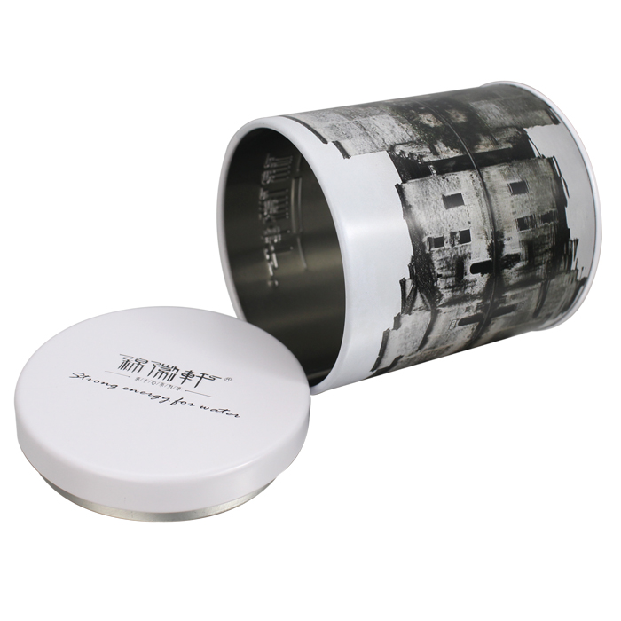 round black tea tin box