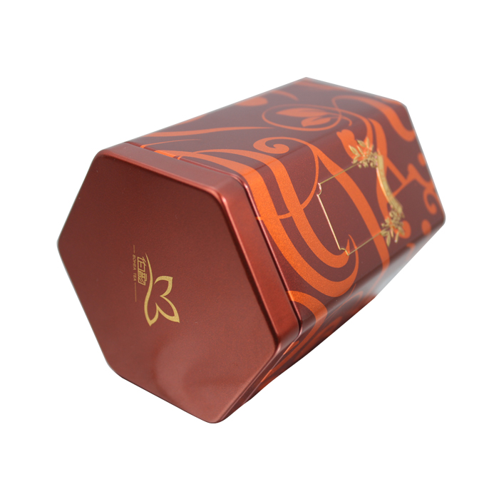 polygon tea tin box