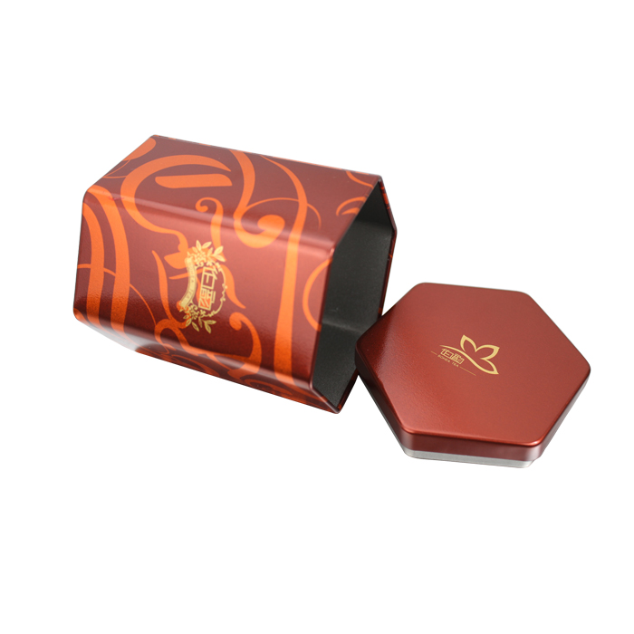 polygon tea tin box