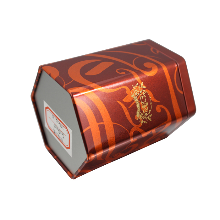 polygon tea tin box