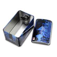 rectangular metal music tin box