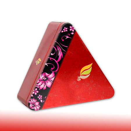 tea tin boxes with triangle shape