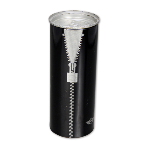 black metal box with zipper