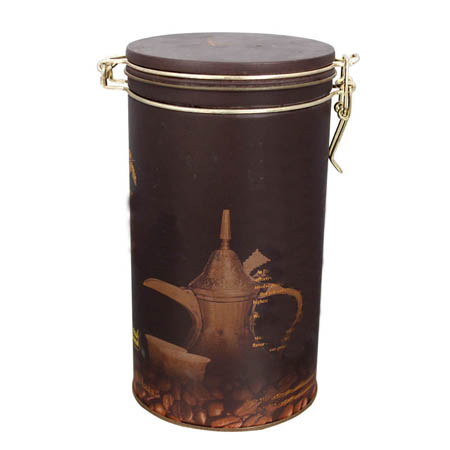 Classical Big Round Airtight Metal Coffee Container With Buckle