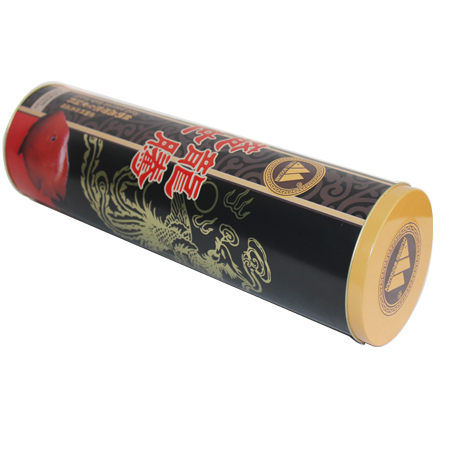 caja de lata de alimento para peces ronda