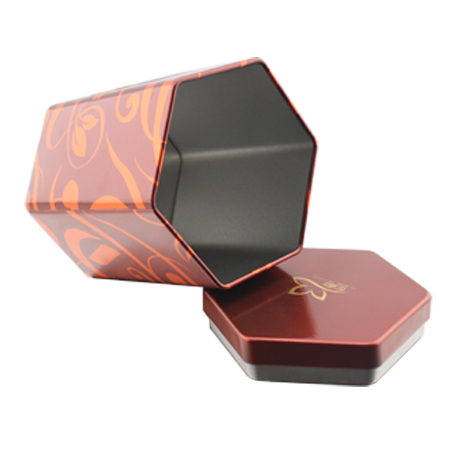 caja de lata de té polígono