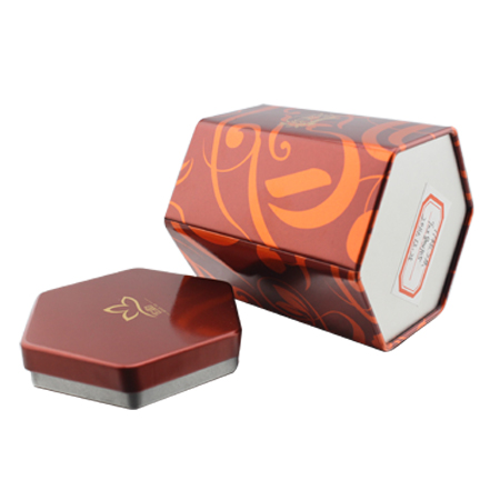 caja de lata de té polígono