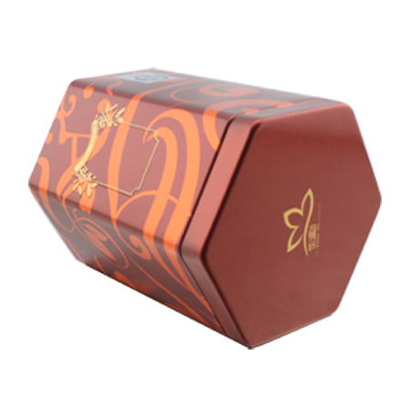 caja de lata de té polígono