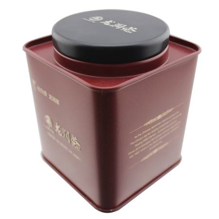 caja de lata de té cuadrada tapa redonda