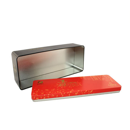 café caja de lata rectángulo vacío