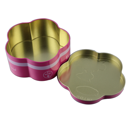 caja de lata de chocolate forma de flor