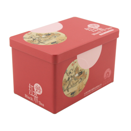 caja de lata de té negro rectángulo