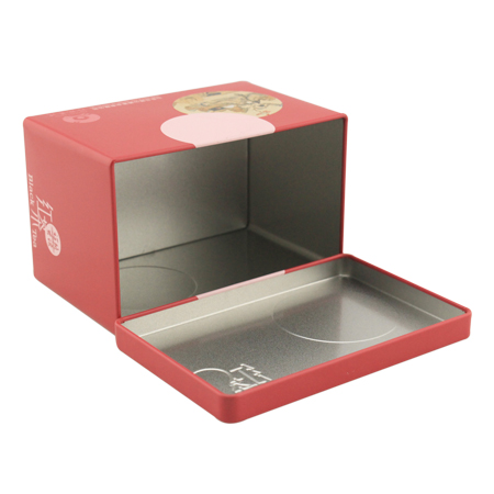 caja de lata de té negro rectángulo