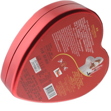 caja de lata de regalo en forma de corazón