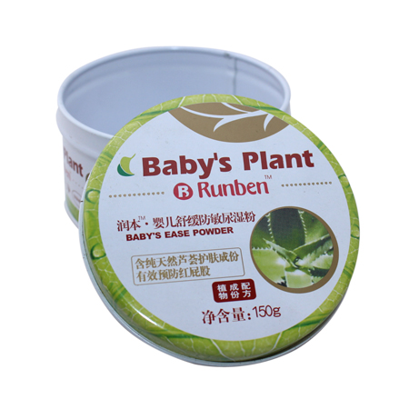 bebé redondo estaño talco