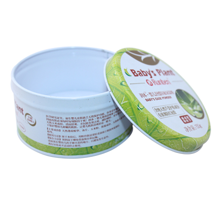 bebé redondo estaño talco