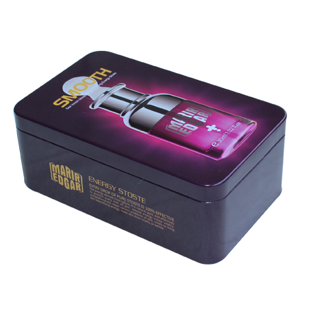 caja de lata de productos de cuidado del cabello