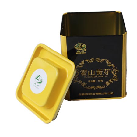 caja de lata de té verde cuadrado