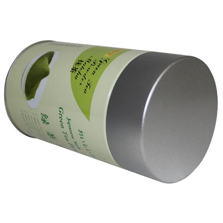 latas de té verde en polvo