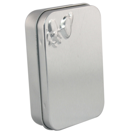 caja de lata de menta plata