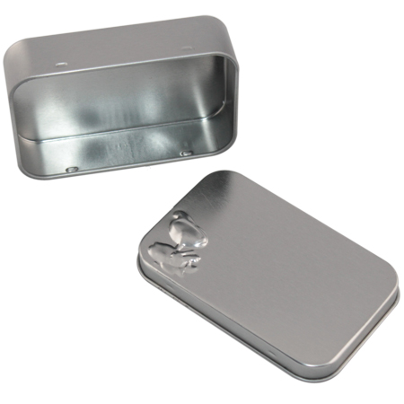 caja de lata de menta plata