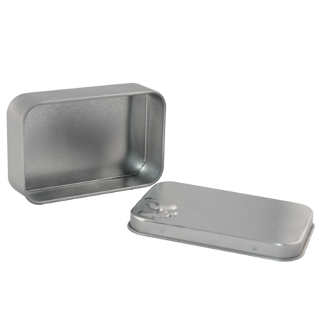 caja de lata de menta plata