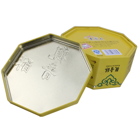 caja de lata de té octangon